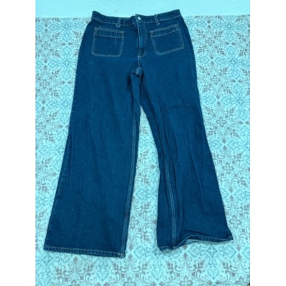 Free Assembly Womens Wide Leg Patch Pocket Jeans Dark Wash Size 16
